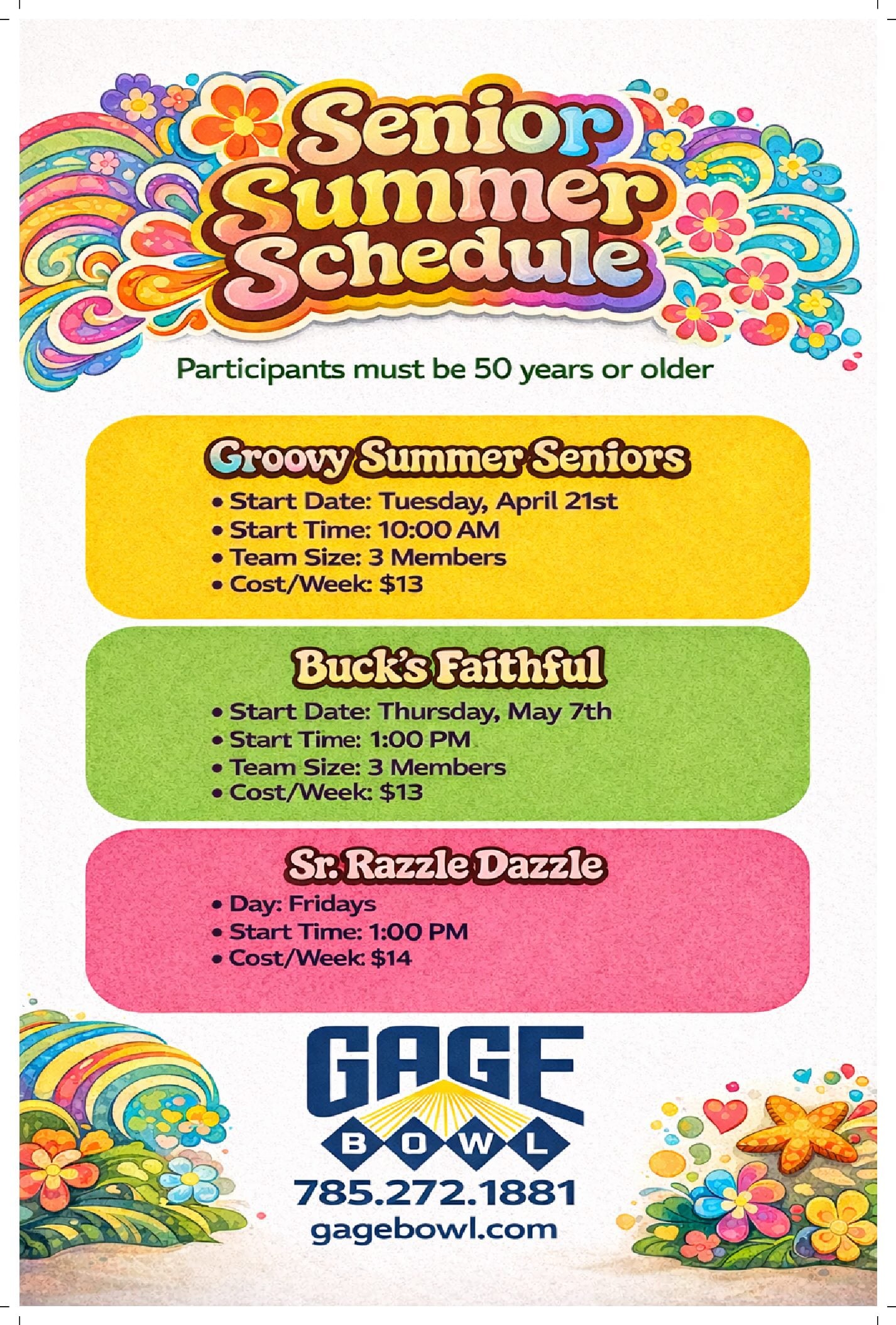 Gage Senior Summer Schedule